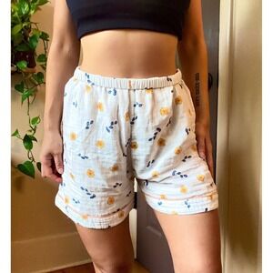 Cottage Floral White Cotton Pajama Shorts